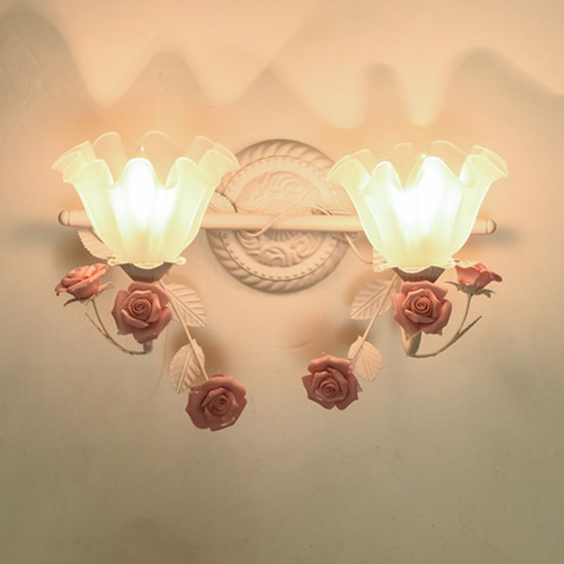 Arisha Vintage LED Fiore Metallo Applique Blu/Rosa Camera da Letto/Soggiorno/Bagno
