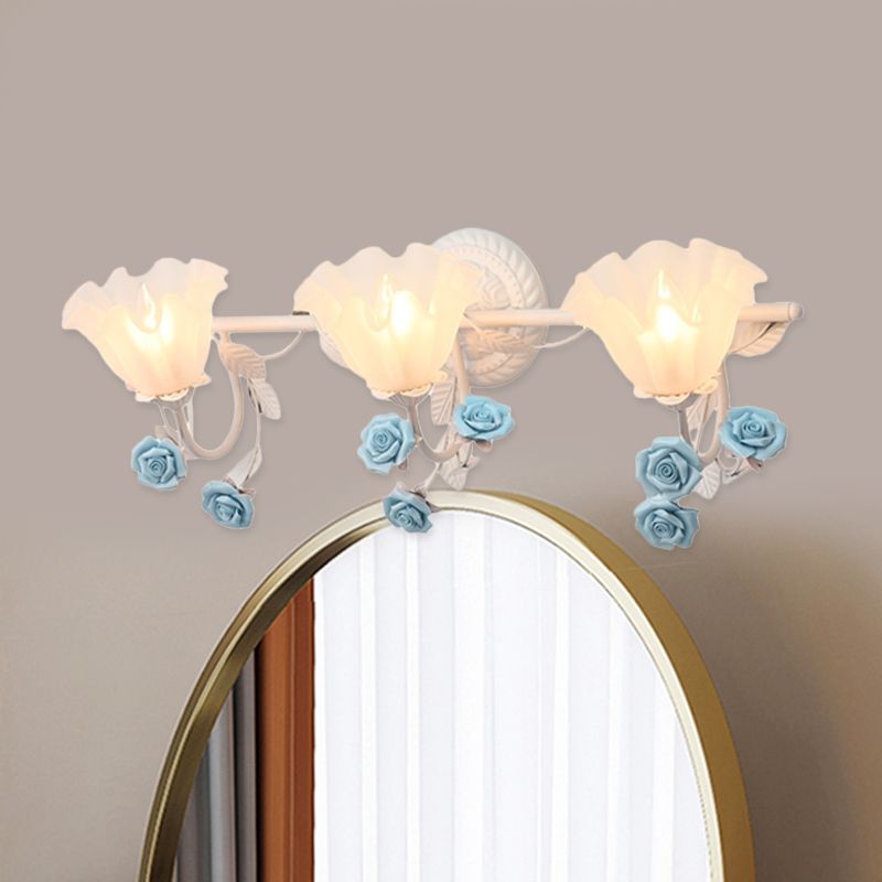 Arisha Vintage LED Fiore Metallo Applique Blu/Rosa Camera da Letto/Soggiorno/Bagno