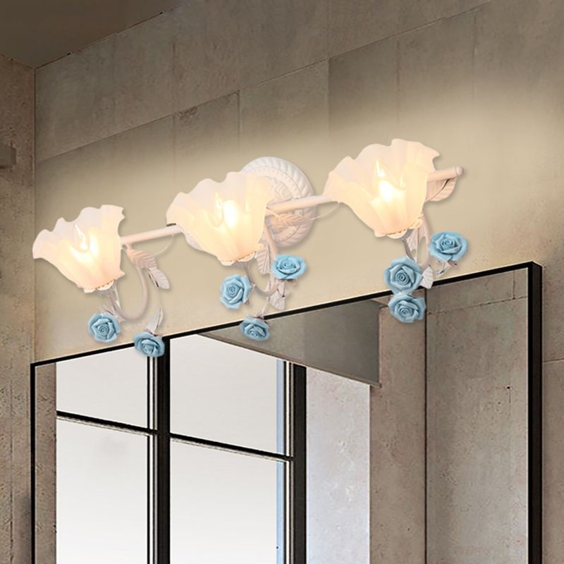 Arisha Vintage LED Fiore Metallo Applique Blu/Rosa Camera da Letto/Soggiorno/Bagno