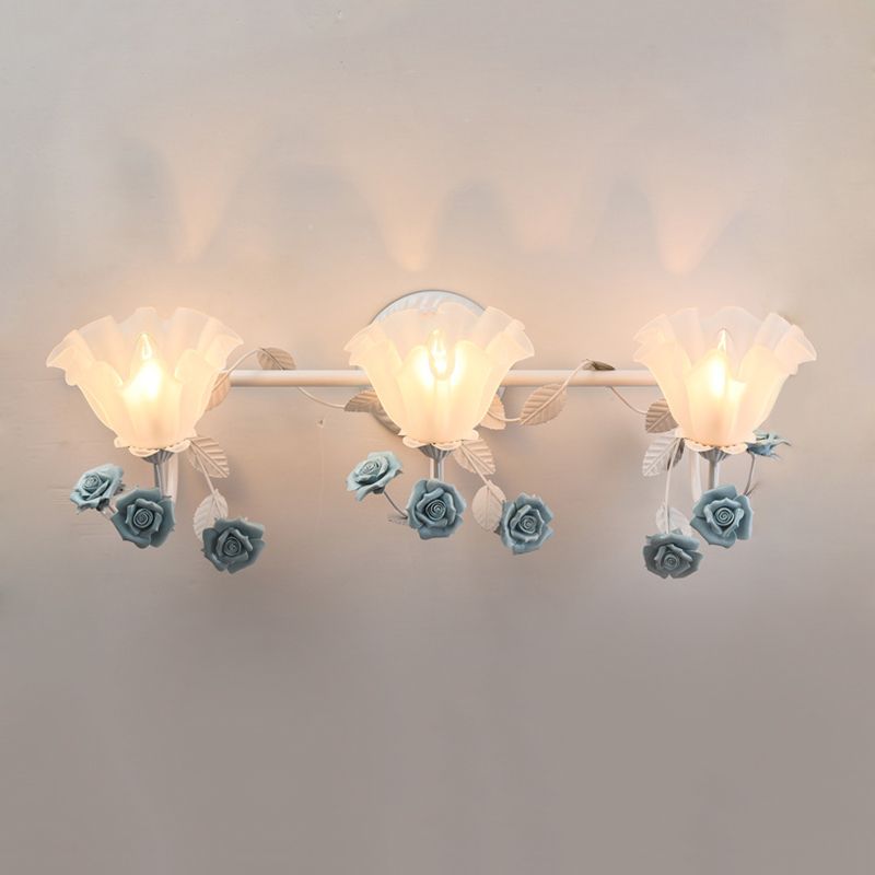 Arisha Vintage LED Fiore Metallo Applique Blu/Rosa Camera da Letto/Soggiorno/Bagno