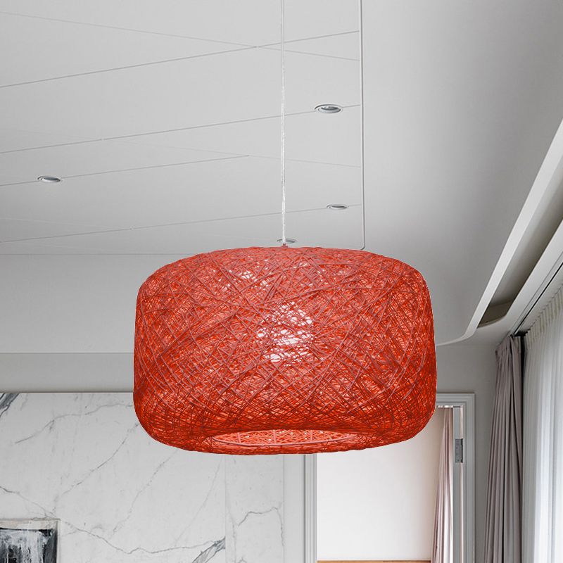 Ritta Natural Lanterna Cilindrica Rattan Lampade a Sospensione Corridoio