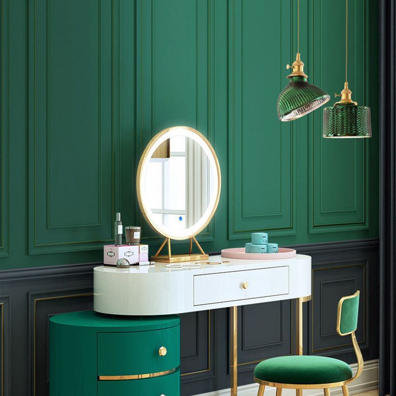 Valentina Retro Rotondo Metallo Vetro Lampada a Sospensione Verde