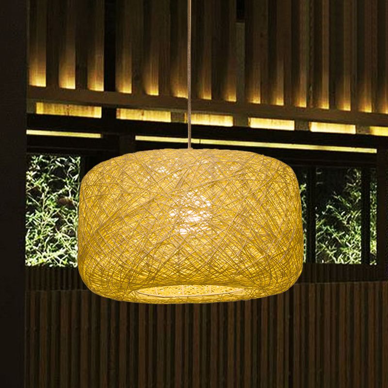 Ritta Natural Lanterna Cilindrica Rattan Lampade a Sospensione Corridoio
