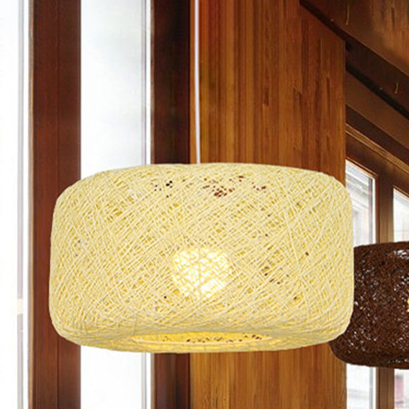 Ritta Natural Lanterna Cilindrica Rattan Lampade a Sospensione Corridoio