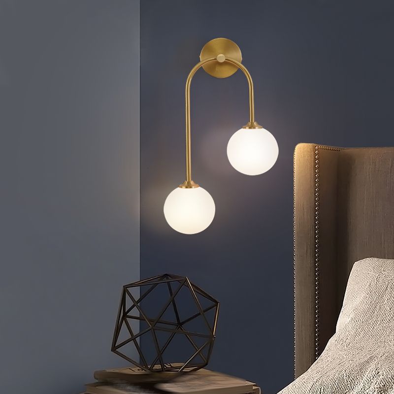 Valentina Moderno LED Arco Globo Vetro Applique Ottone Soggiorno/Camera da Letto