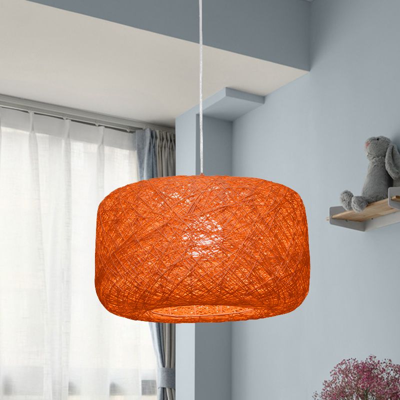 Ritta Natural Lanterna Cilindrica Rattan Lampade a Sospensione Corridoio