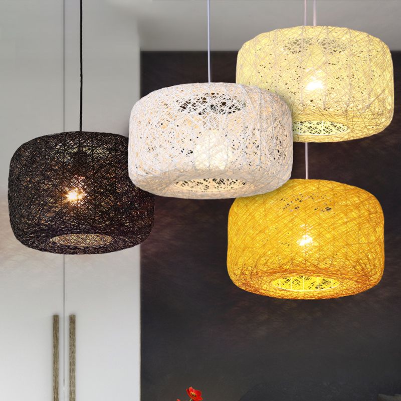 Ritta Natural Lanterna Cilindrica Rattan Lampade a Sospensione Corridoio