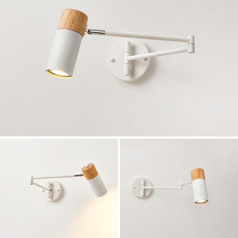 Muto Nordico LED Forma Applique Regolabile Metallo/Legno Bianco