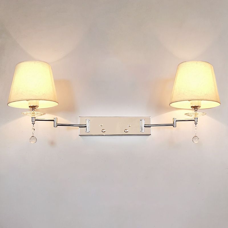 Arisha Moderni LED Applique Doppia Testa Della Lampada Regolabile Tessuto Bianco Soggiorno/Camera da Letto