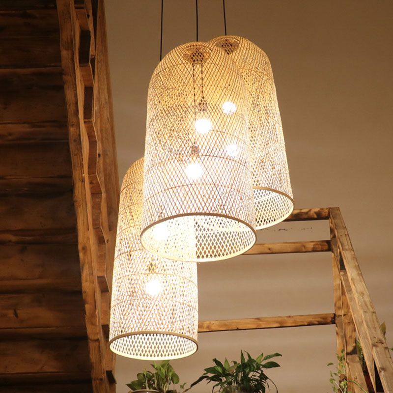 Ritta Lampade a Sospensione Naturale Bambù LED Camera da Letto Fatto a Mano
