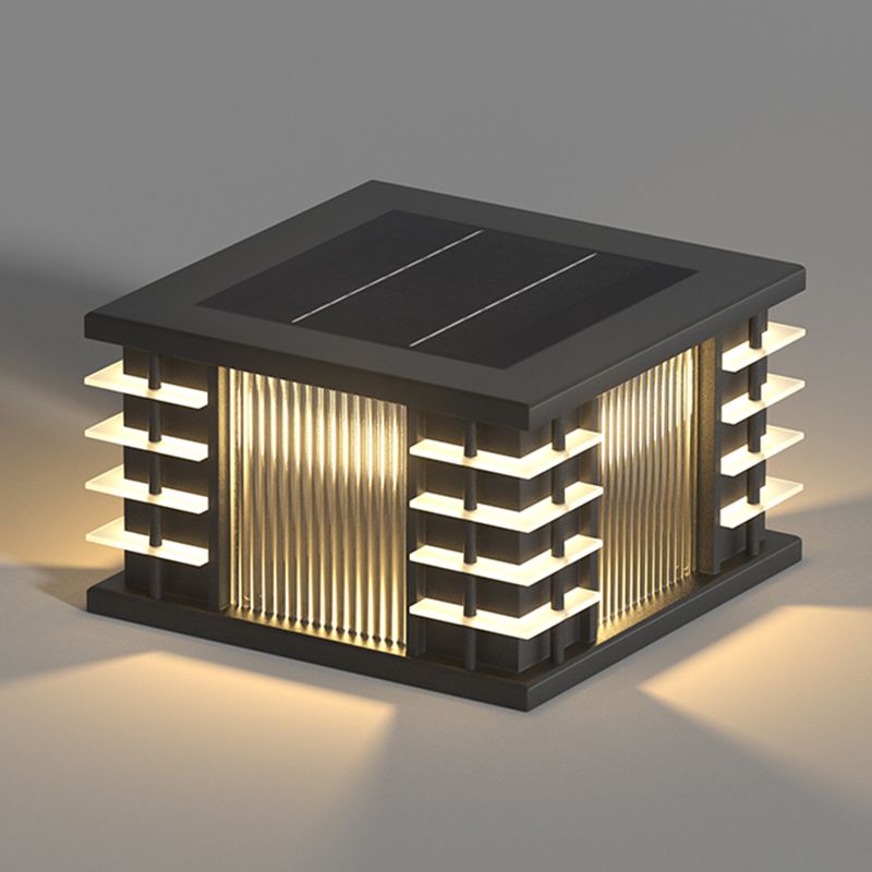 Ray Moderno Lampade da Terra Solari Esterne  Vetro Acrilico Quadrato Metallo, Nero