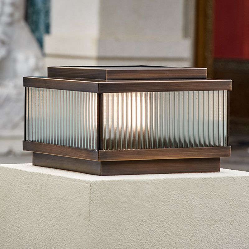 Ray Moderno Quadrate Metallo Vetro Lampade da Esterno Marrone
