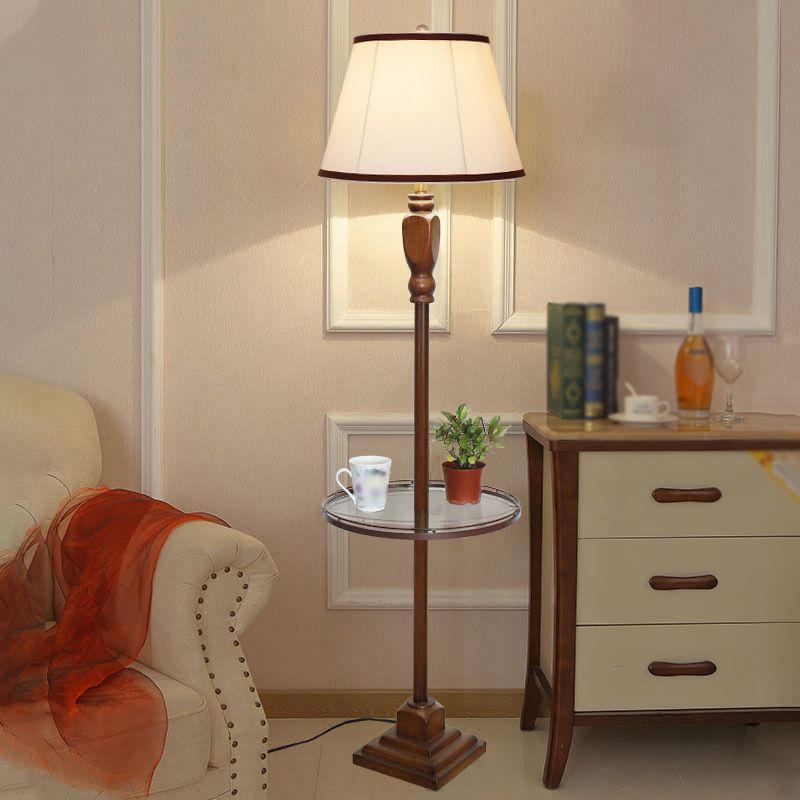 Tiffany Moderni LED Marrone Lampade da Terra Metallo Tessuto Soggiorno/Camera da Letto