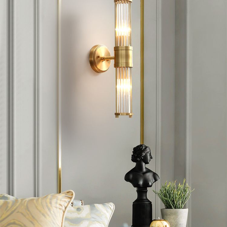 Arisha Classico LED Applique Americano Cilindrico Elegante Oro Vetro/Metallo Bagno