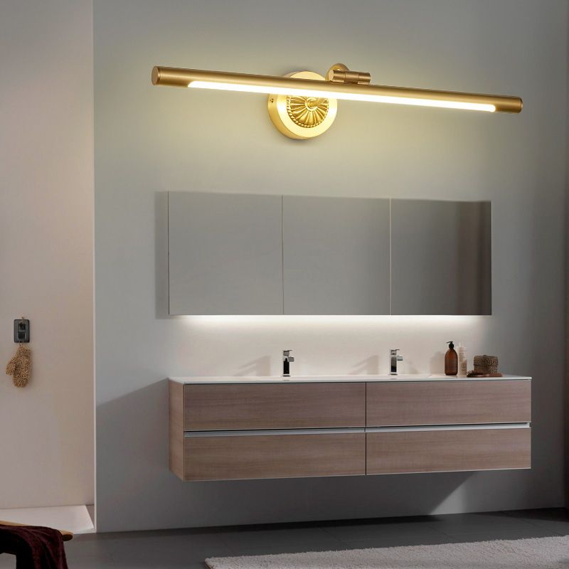 Tiffany Moderno LED Applique Specchio Lineare Vanità Metallo Acrilico Oro Bagno