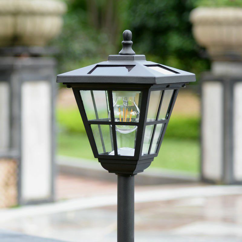 Ray Moderno Lanterna Solare Metallo Lampade da Esterno Nero