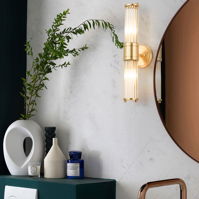 Arisha Classico LED Applique Americano Cilindrico Elegante Oro Vetro/Metallo Bagno