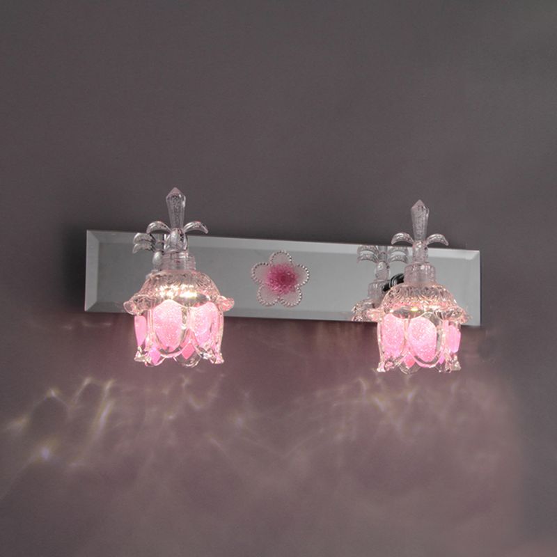 Arisha Design LED Applique Specchio Bellissimo Fiore Vanità Rosa Metallo/Vetro Bagno
