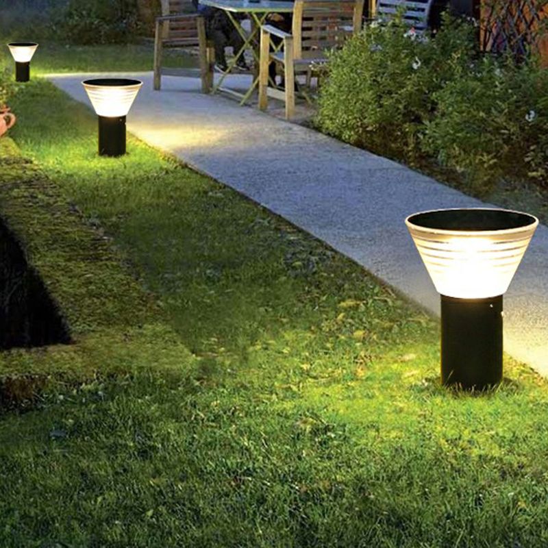 Ray Moderno Conico Solare Metallo/Acrilico Lampade da Esterno Nero