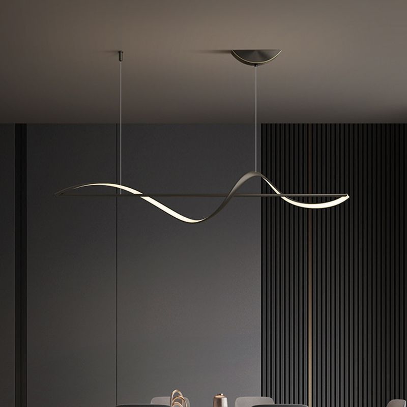 Arisha Lampada a Sospensione Metallo Ottone/Nero Onda Galleria d'Arte Minimalista