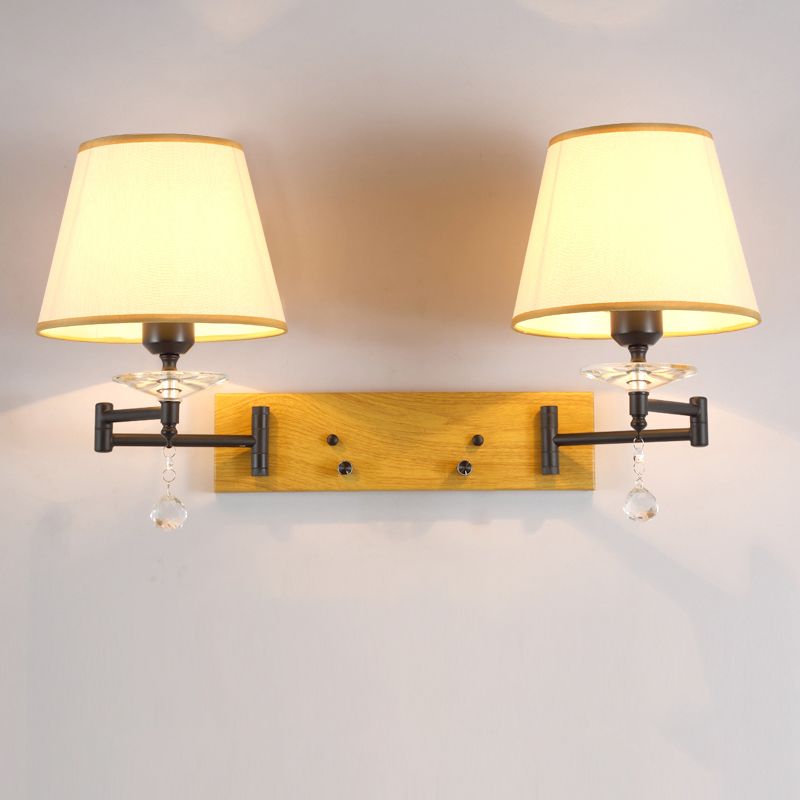 Arisha Moderni LED Applique Doppia Testa Della Lampada Regolabile Tessuto Bianco Soggiorno/Camera da Letto