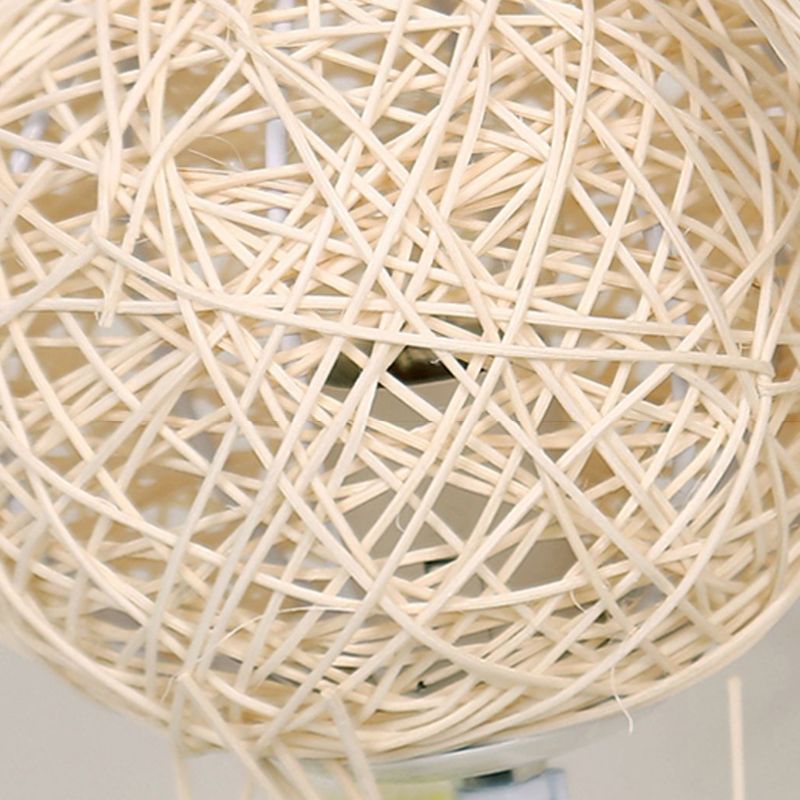 Ritta Lampade da Terra Naturale Retro Vaso Legno Rattan Bianco/Marrone