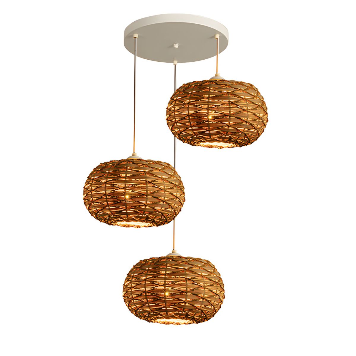 Arisha Retrò LED Legno Rattan Sospensione Camera da Letto Ristorante