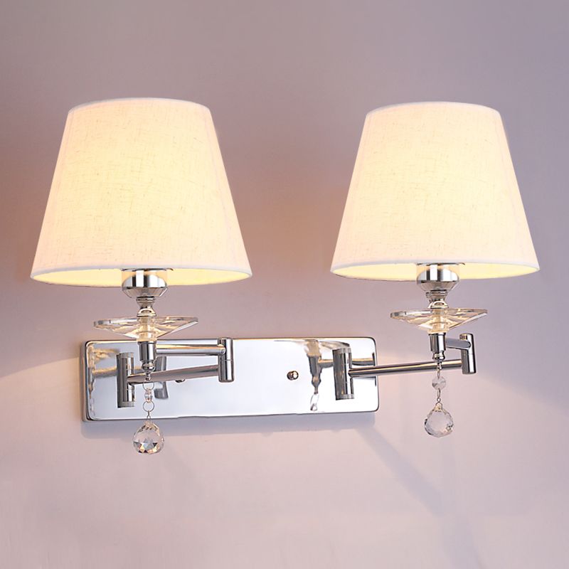 Arisha Moderni LED Applique Doppia Testa Della Lampada Regolabile Tessuto Bianco Soggiorno/Camera da Letto