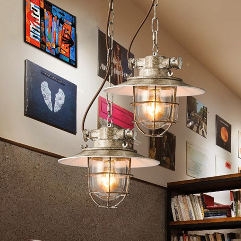 Silva Industriale Rustica Metallo Lampade a Sospensione, Bianco/Blu