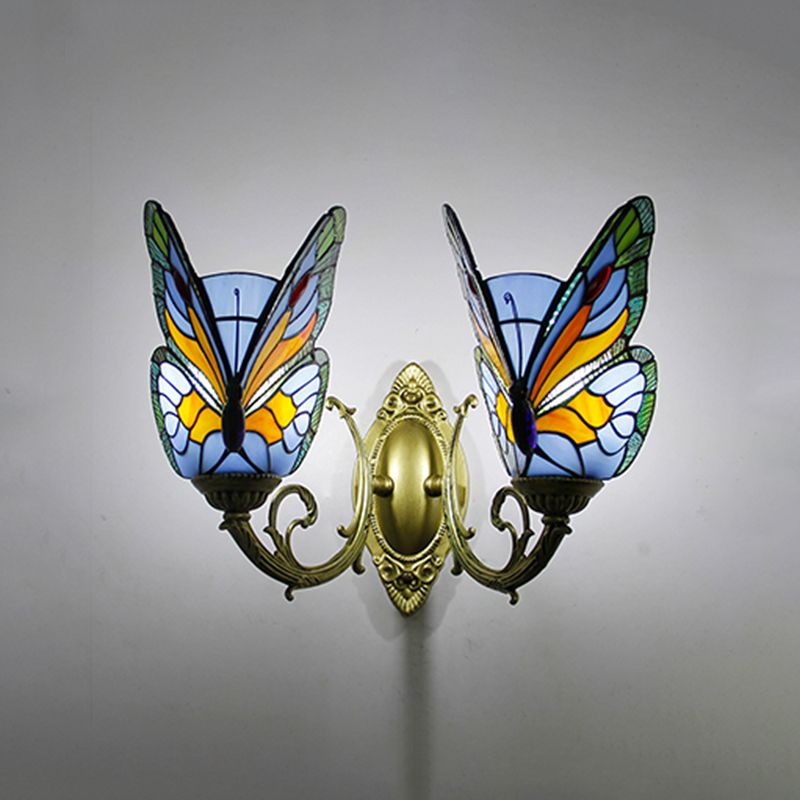 Arisha Design LED Bellissimo Decorativo Applique Metallo Vetro Artistica Farfalla Colorata Bagno