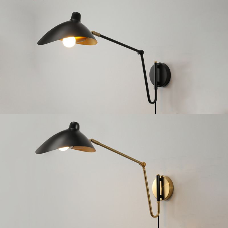 Epoch Industria Swing Braccio Vanità Applique, Nero/Oro