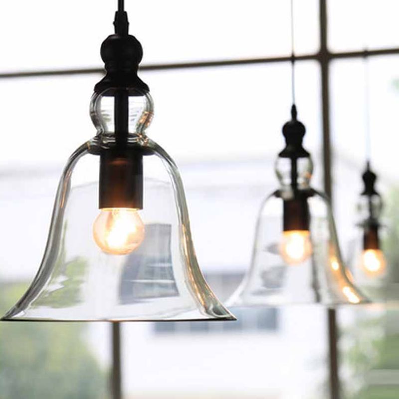 Arisha Campana Vintage Vetro Lampade a Sospensione Trasparente Soggiorno