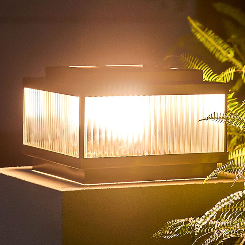 Ray Moderno Quadrate Metallo Vetro Lampade da Esterno Marrone