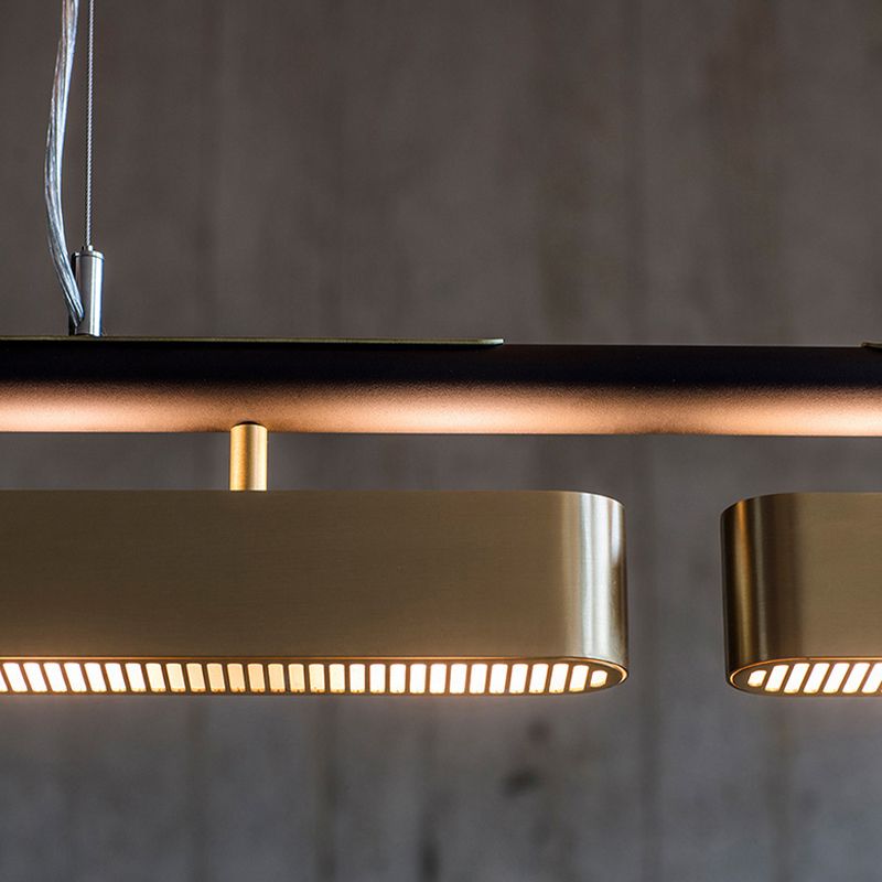 Arisha Moderne Rettangolari Lampade a Sospensione Nero/Ottone Metallo