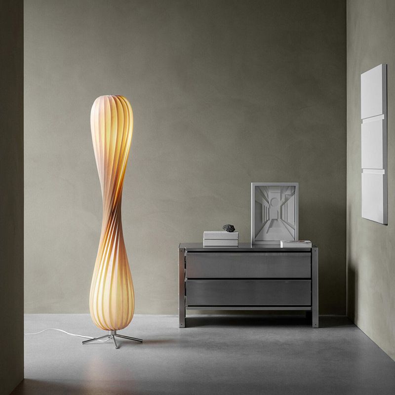 Muto Moderno Elegante Torto Legno Lampade da Terra Colore Legno