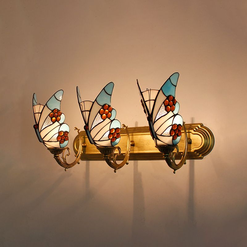 Arisha Design LED Bellissimo Decorativo Applique Metallo Vetro Artistica Farfalla Colorata Bagno