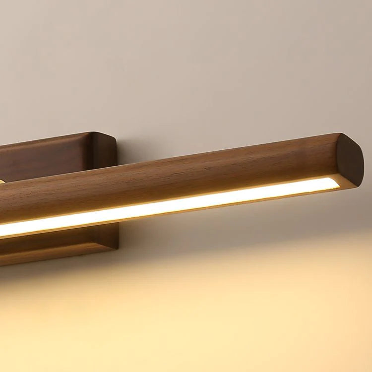 Muto Moderni LED Legno Girevole Specchio Bagno Marrone Lungo