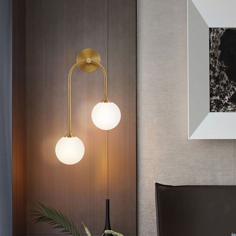 Valentina Moderno LED Arco Globo Vetro Applique Ottone Soggiorno/Camera da Letto
