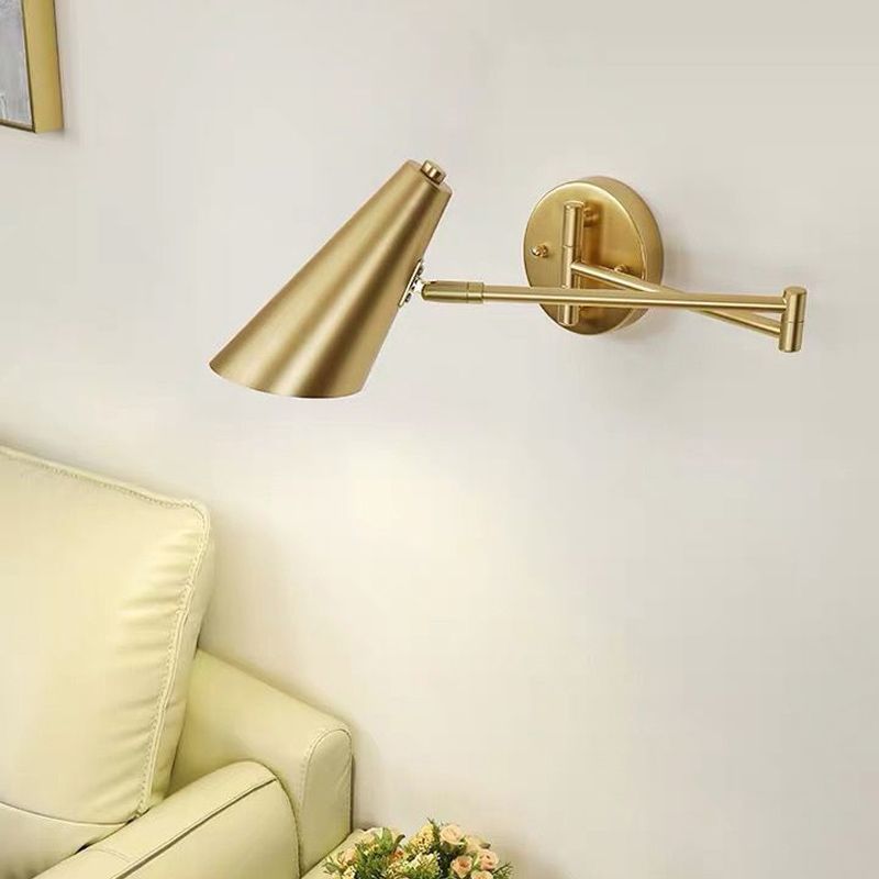 Arisha Moderne LED Applique Cone Regolabile Metallo Nero/Oro Camera da Letto