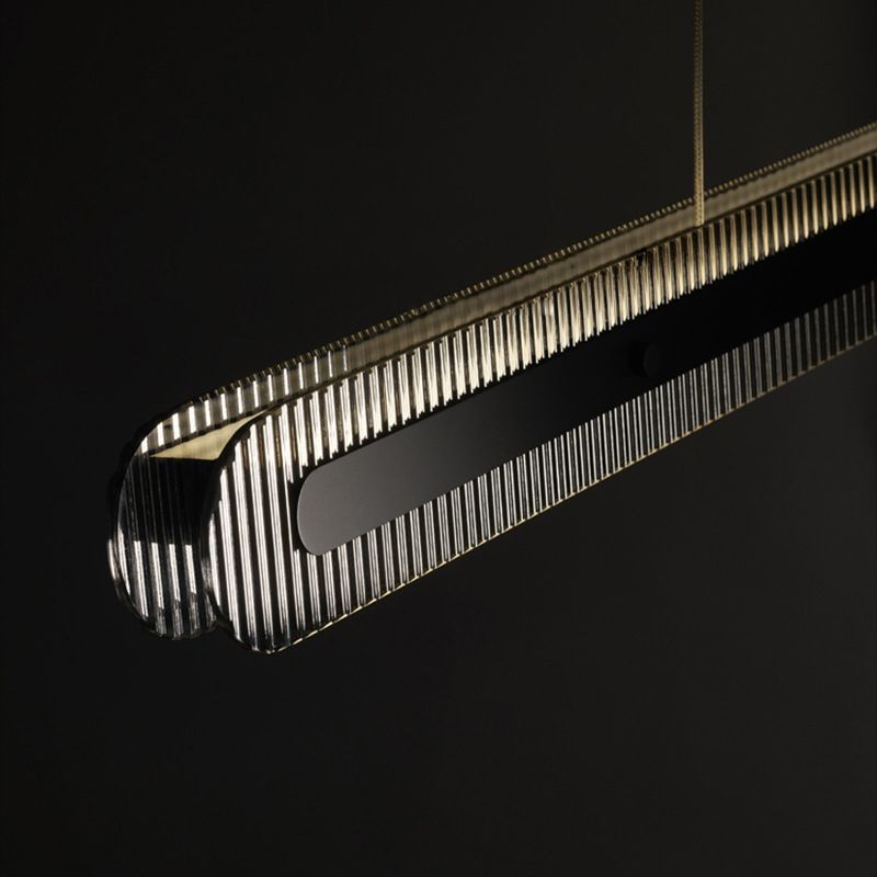 Arisha Minimalismo LED Lampade a Sospensione Nero Metallo Acrilico Linea Camera da Letto