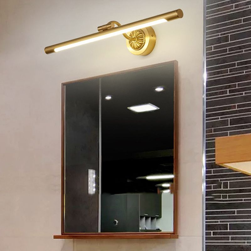 Tiffany Moderno LED Applique Specchio Lineare Vanità Metallo Acrilico Oro Bagno