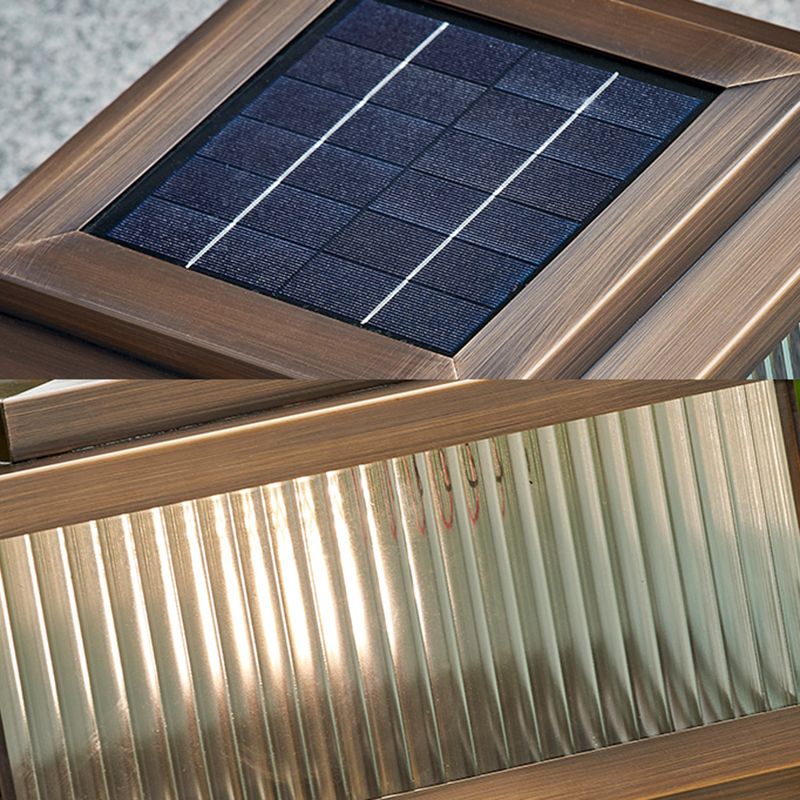 Ray Moderno Quadrate Metallo Vetro Lampade da Esterno Marrone