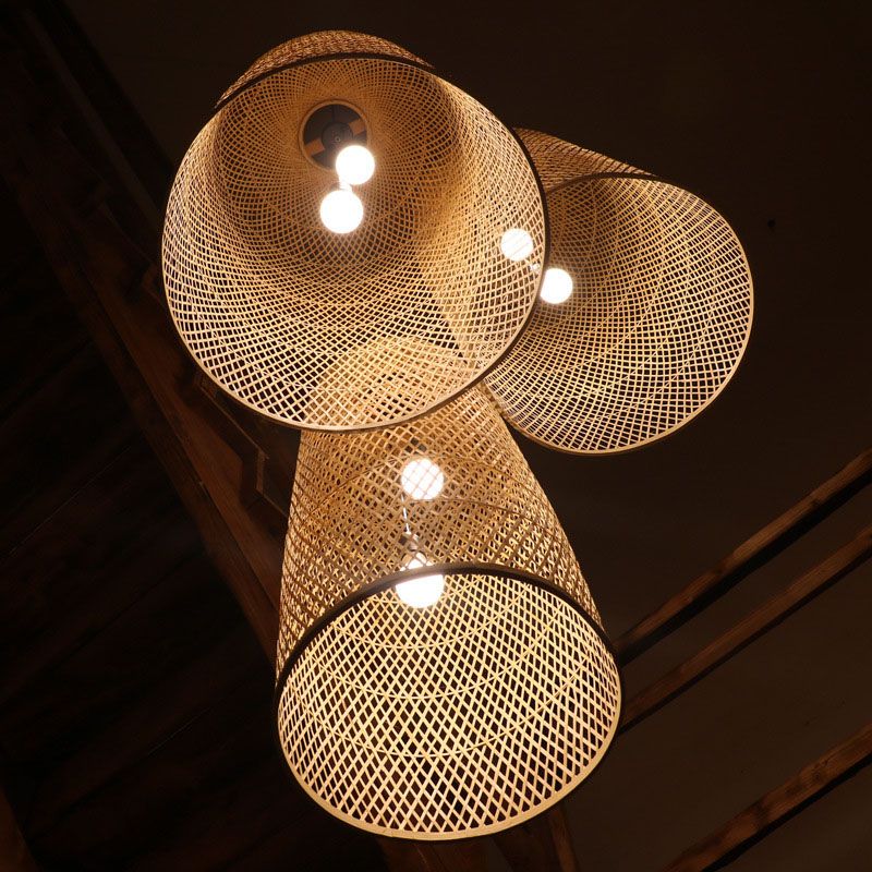 Ritta Lampade a Sospensione Naturale Bambù LED Camera da Letto Fatto a Mano