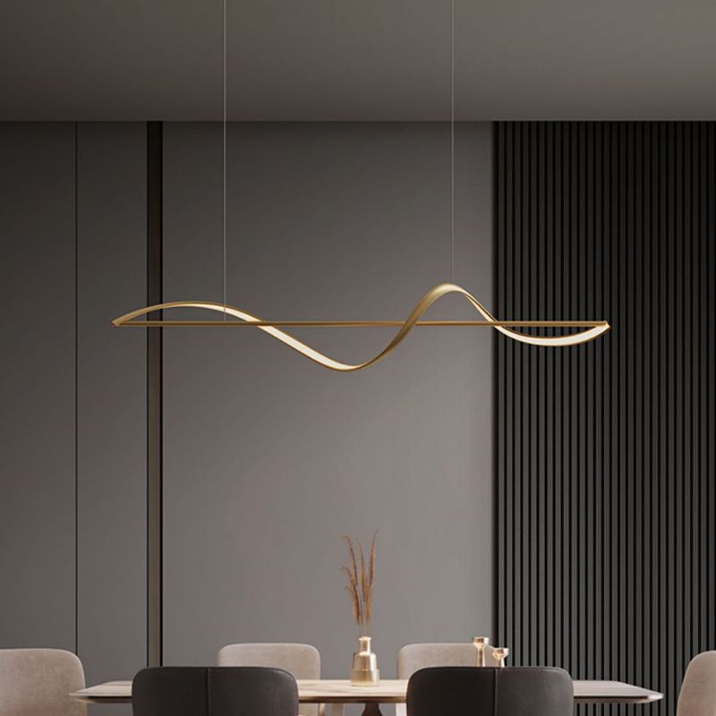 Arisha Lampada a Sospensione Metallo Ottone/Nero Onda Galleria d'Arte Minimalista
