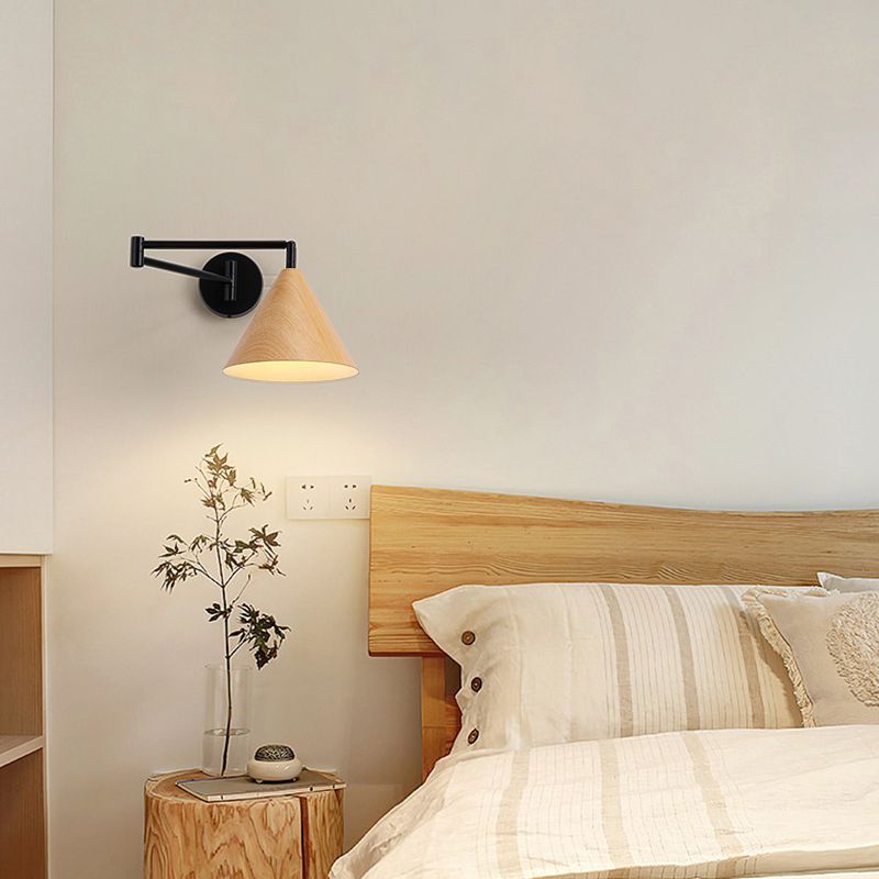 Muto Moderne Cone Applique Regolabile Metallo/Legno Soggiorno/Camera da Letto