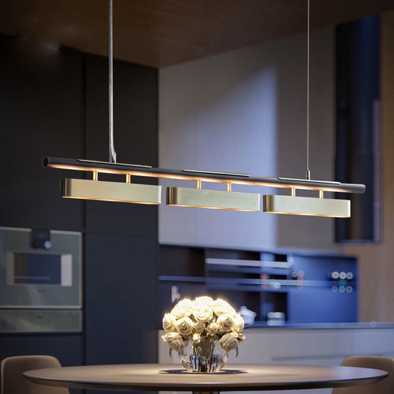 Arisha Moderne Rettangolari Lampade a Sospensione Nero/Ottone Metallo