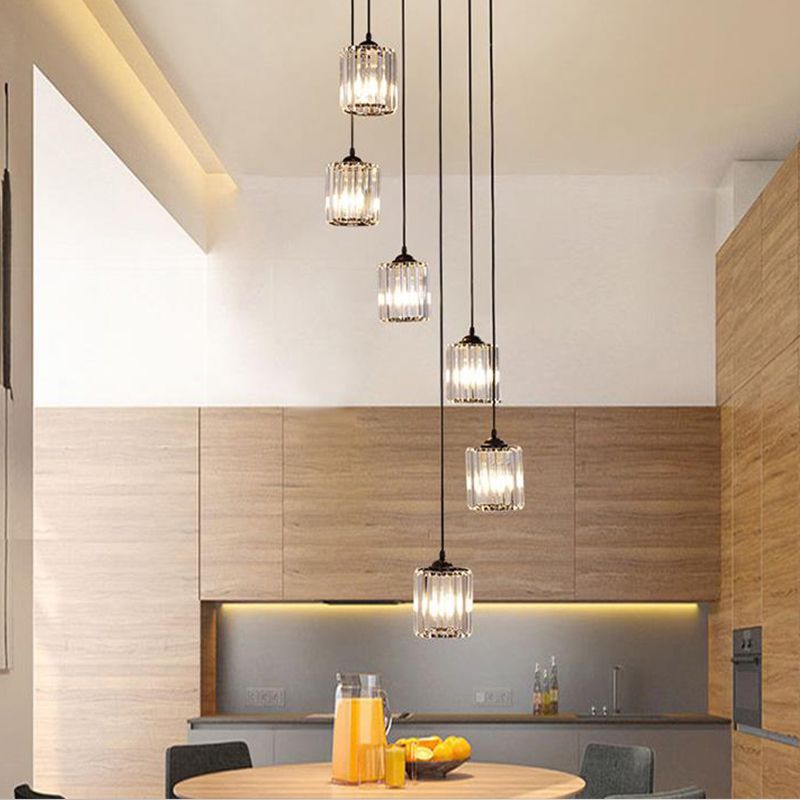 Kristy Moderni LED Moderno Minimalista Vetro Cluster Lampadari Nero Soggiorno