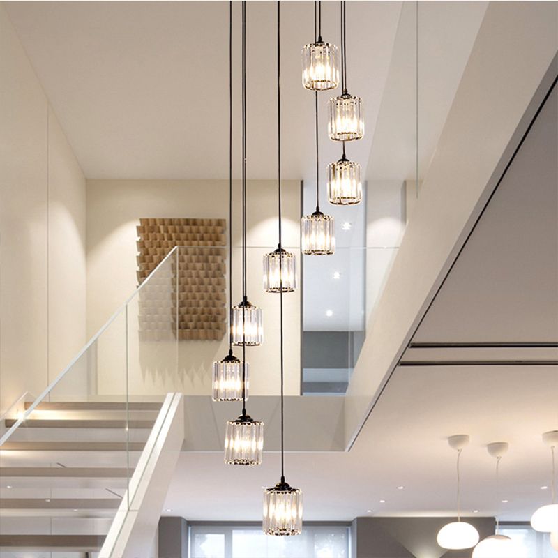 Kristy Moderni LED Moderno Minimalista Vetro Cluster Lampadari Nero Soggiorno