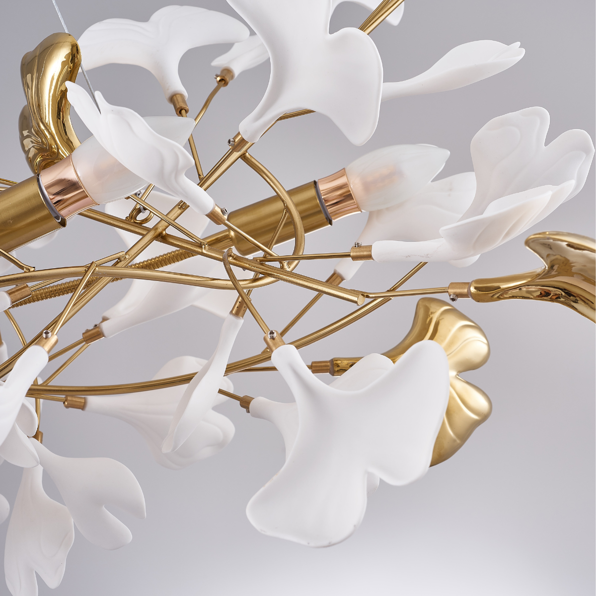 Olivia Lampada a Sospensione Ceramica Grande Foyer Foglia Gingko Soggiorno Lusso