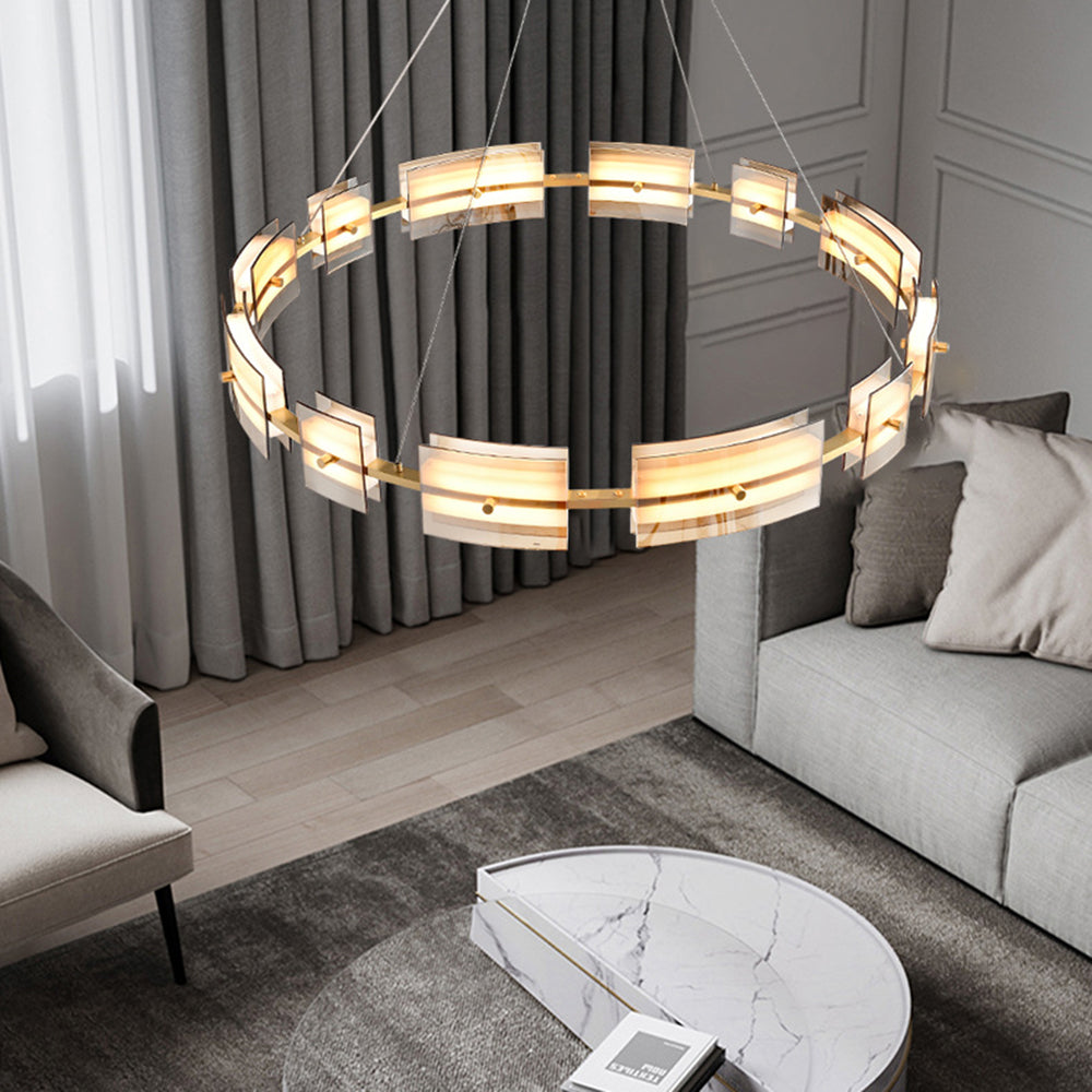 Evette Moderno Urbano LED Anello Lampade a Sospensione Metallo Nero/Oro Soggiorno/Camera da Letto